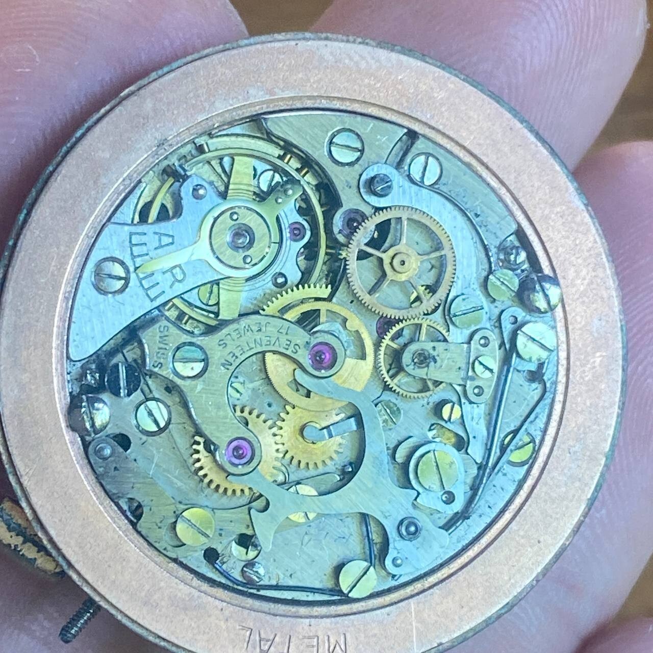 VINTAGE ENSCAR CALIBER LEMANIA 1270 CHRONOGRAPH WATCH MOVEMENT FOR REPAIR/PARTS