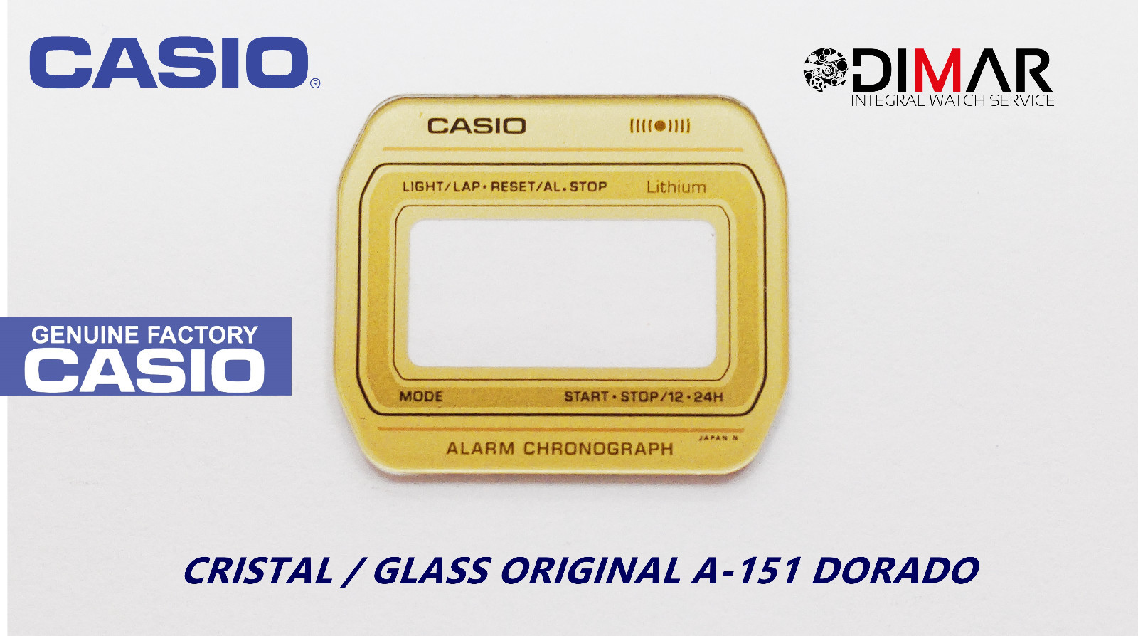 Vintage Glass Casio A-151 GOLD NOS
