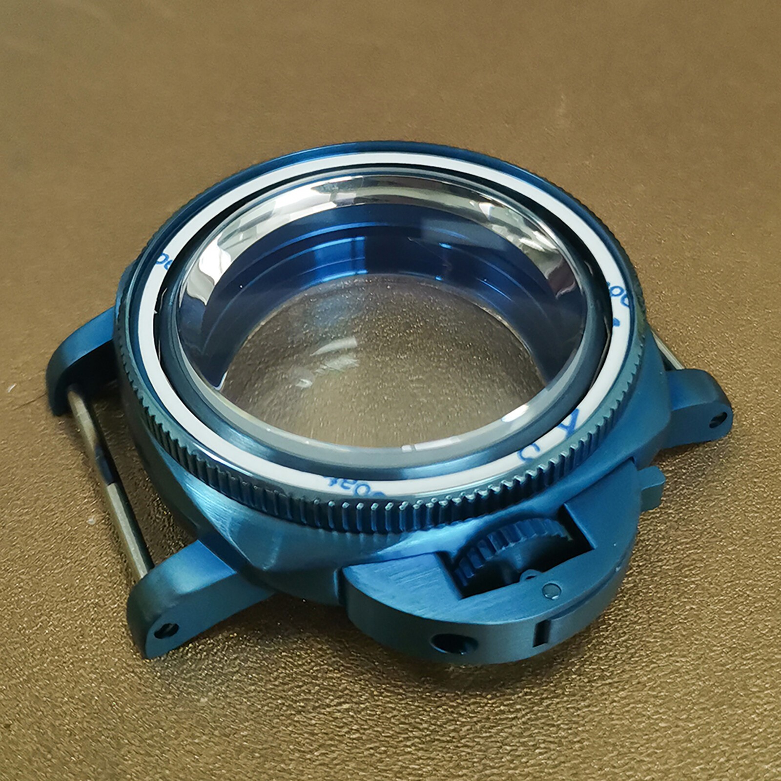 For NH35 NH36 4R 7S Movement 42 mm Plated Blue Watch Case Steel Inner Ring Bezel