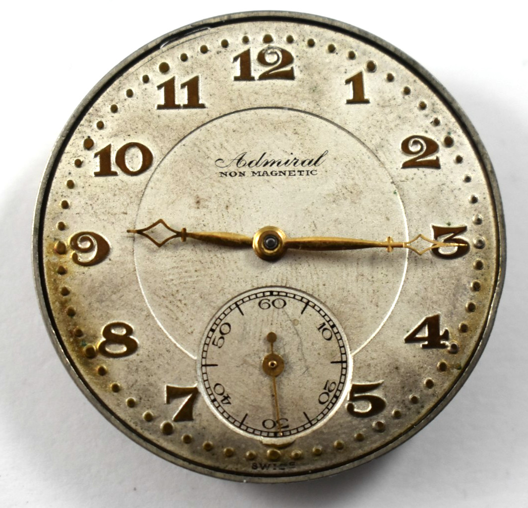 Vintage Swiss Made Admiral Tacy 7J 12s OF Pocket Watch Movement lot.wf