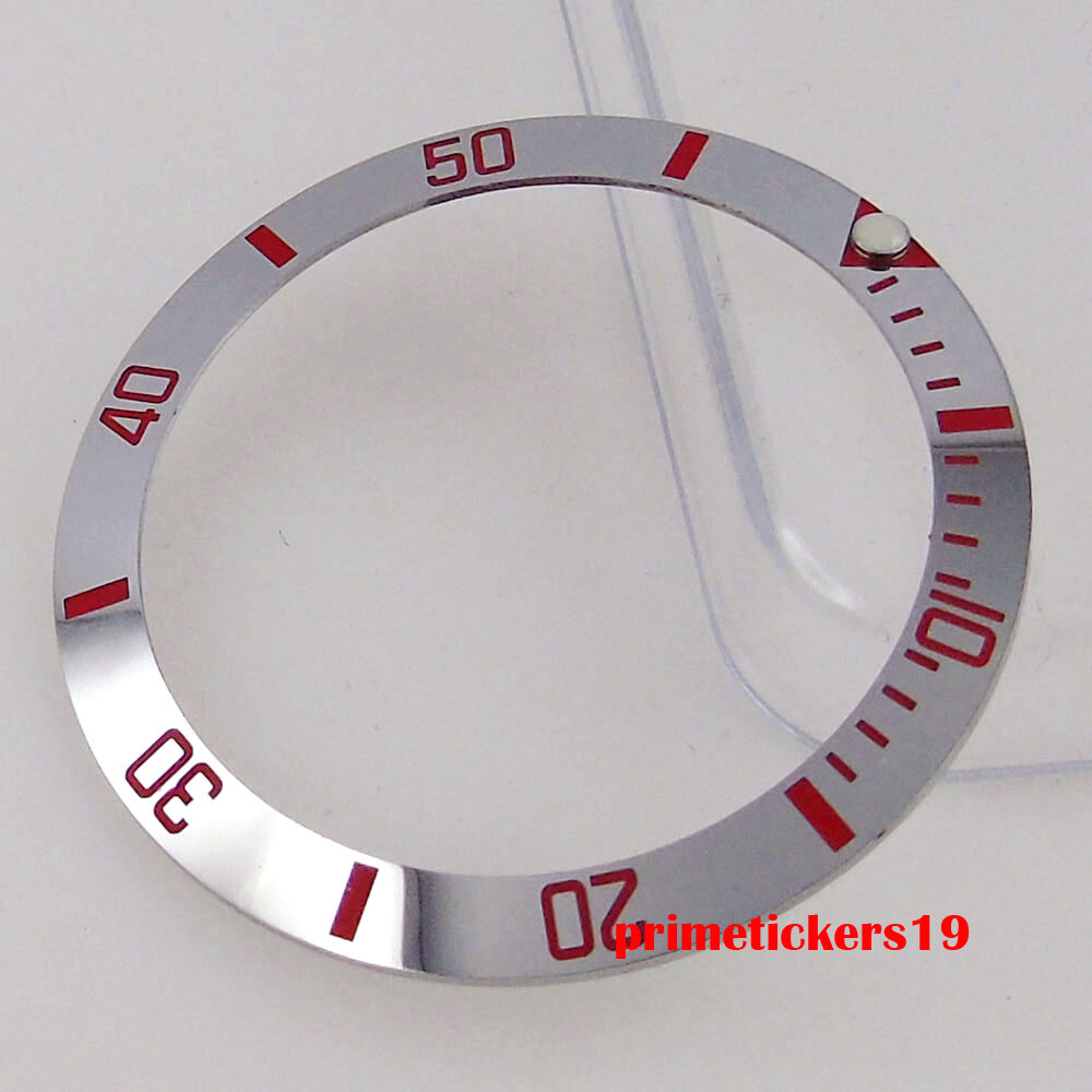 38mm*30.6mm Sloped Steel Watch Bezel Insert Ring Shiny Fit 40mm SUB Watch Case