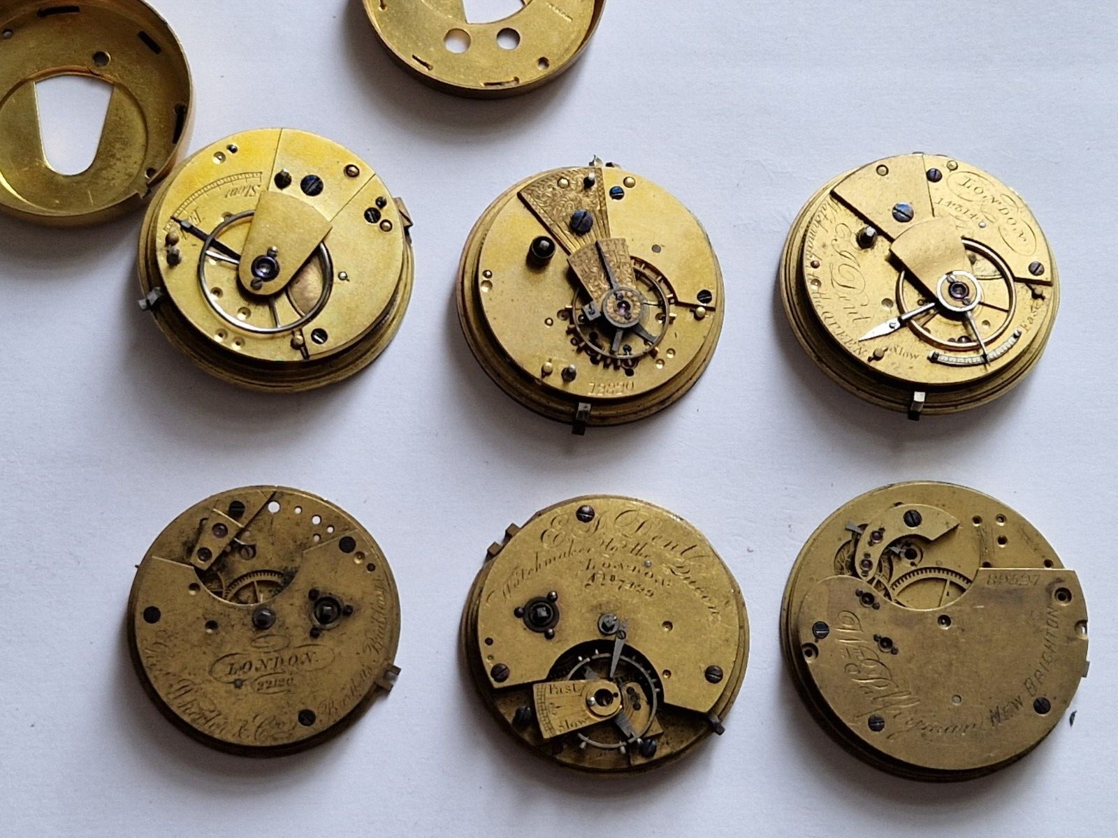 antique pocket watch movements Dent London Leo Wheeler Palfryman joblot