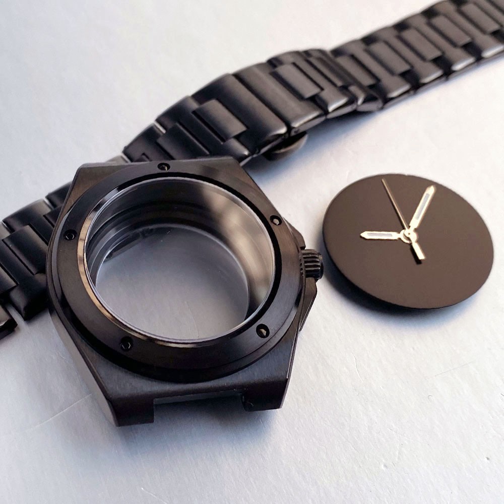 Fit NH35 PT5000 Black Watch Case+Band+Dial+Hands For Engineer Style Wristwatch