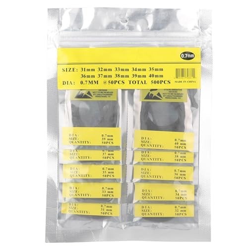 500PCS 0.7mm Waterproof Rubber O-Rings for Watch Repairs & Back Covers, 31-40mm