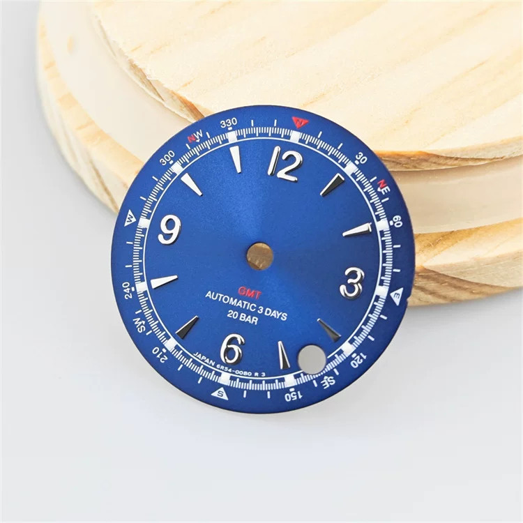 28.5mm GMT Watch Dial Green Lume For Nh34 Nh35 Nh36 4R Movement Watch Accessory
