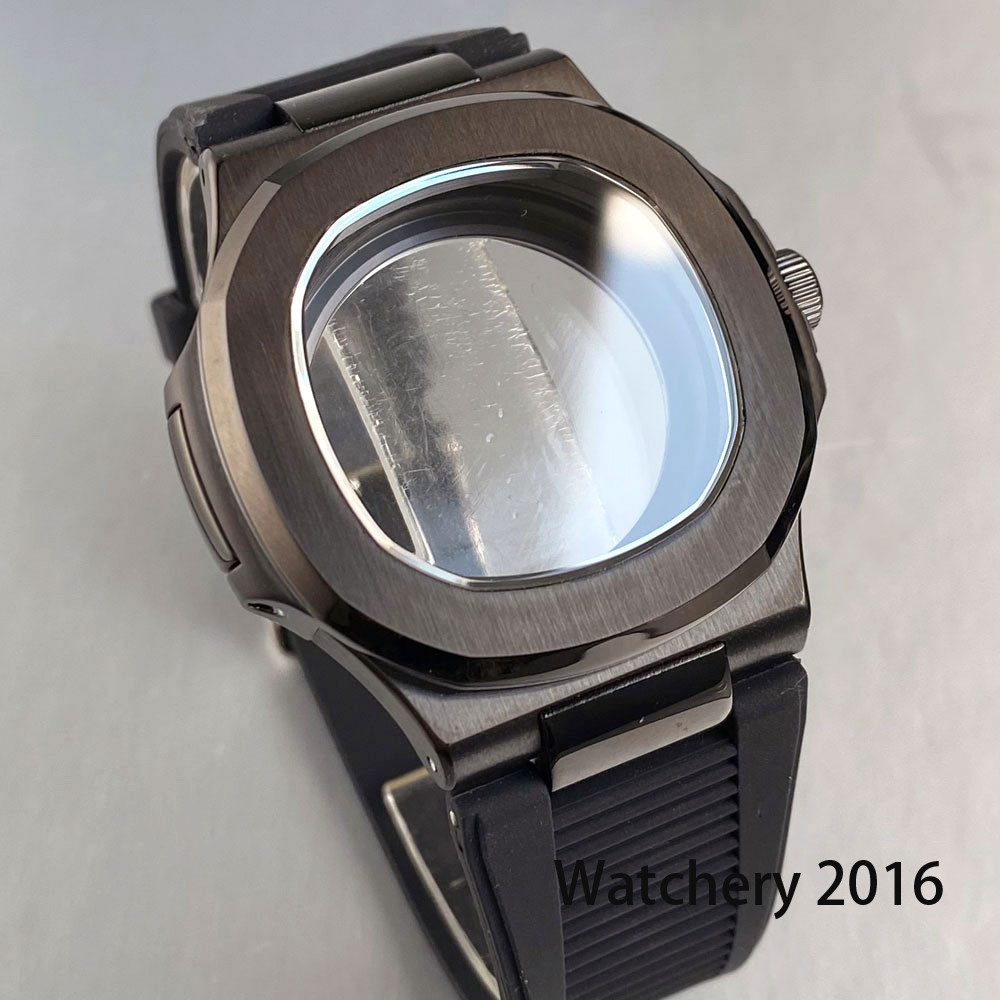 Sapphire Glass Black PVD 40mm Watch Case For NH35 Auto Movement Diver Case