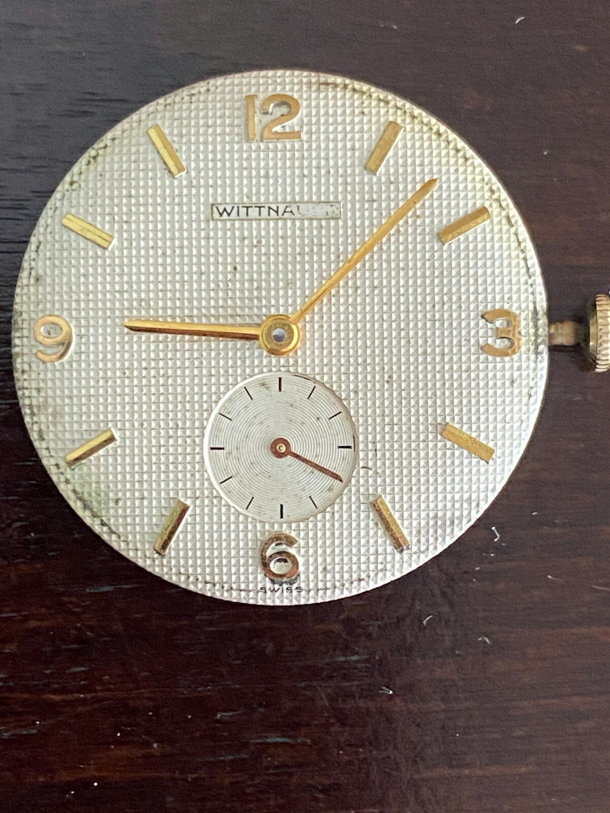 VINTAGE MENS WITTNAUER WRIST WATCH MOVEMENT, CAL.76/3 REVUE, KEEPING TIME