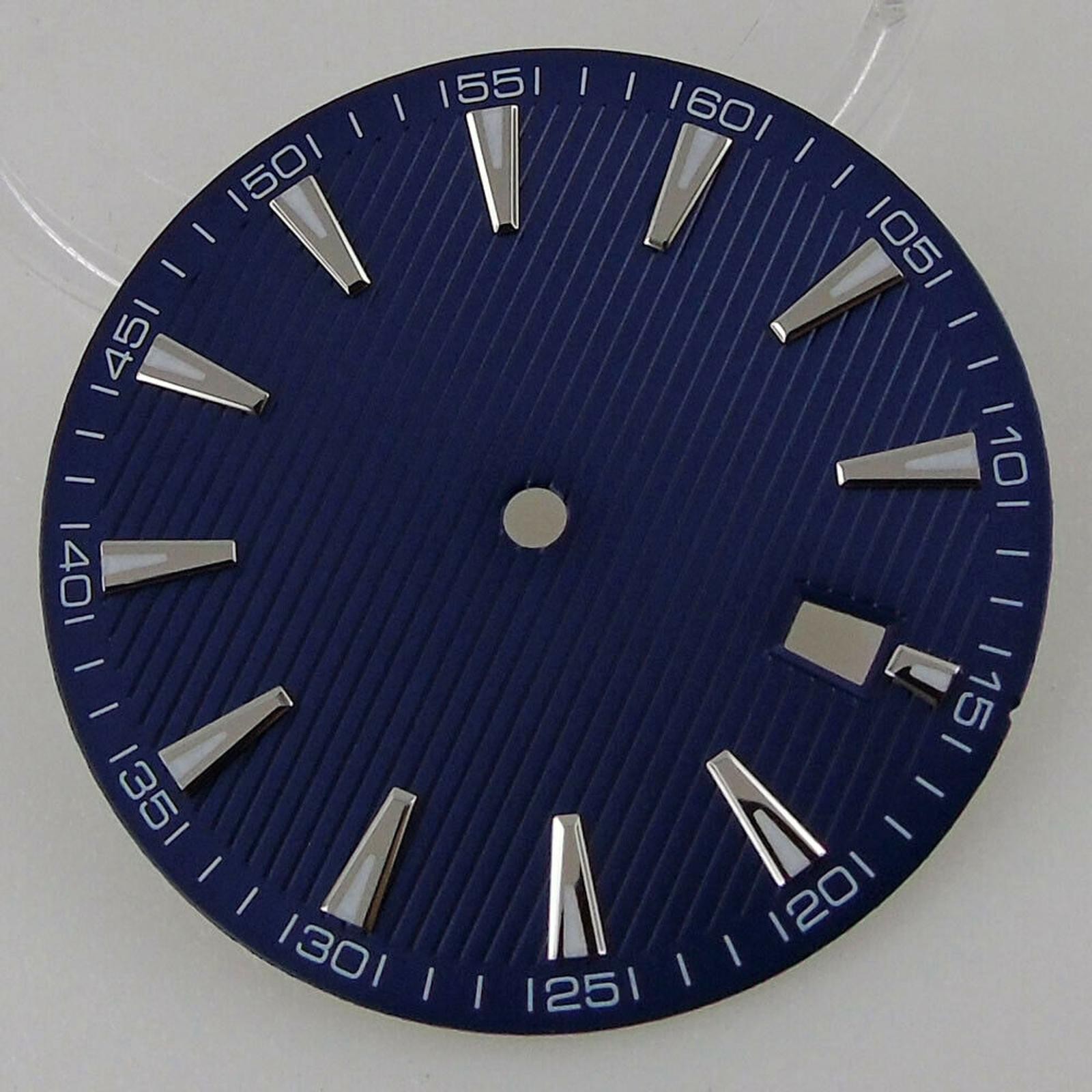 33.5mm Blue Watch Dial Face Plate Date @3 For NH35/NH35A Movement Replacement L
