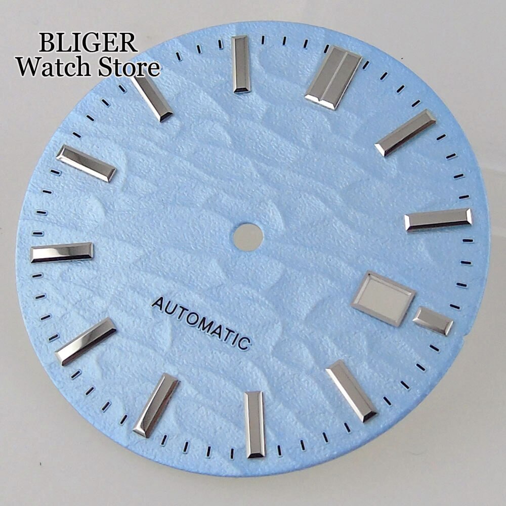 Sky blue 33.5MM White Blue Watch Dial Date Window Fit NH35 NH35A NH36 NH36A