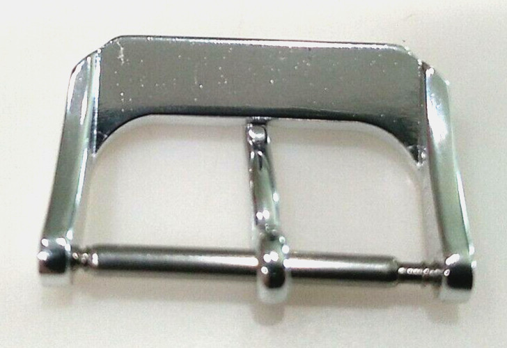 New 20mm Square Modern Polished White Silver Tone Watch Band Replacement Buckle