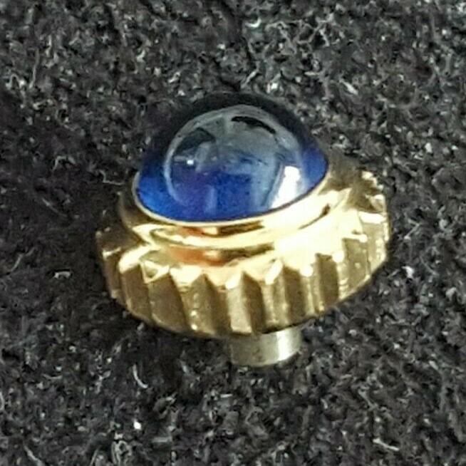 Longines Gold Plated Crown With Blue Cabochon Stone, Part Number 12-78