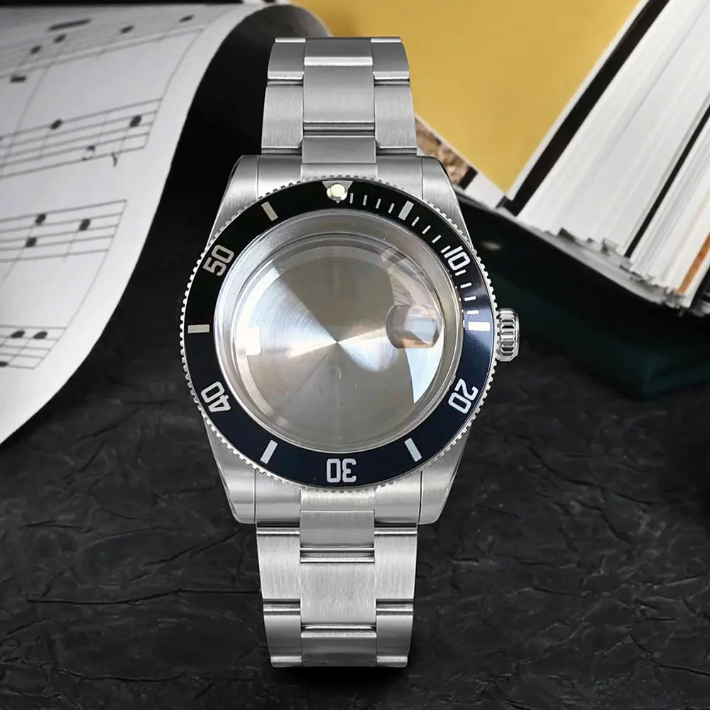 38Mm Stainless Steel Brushed 200M Diver Watch Case Black Dial Fit NH34 NH35 Dome