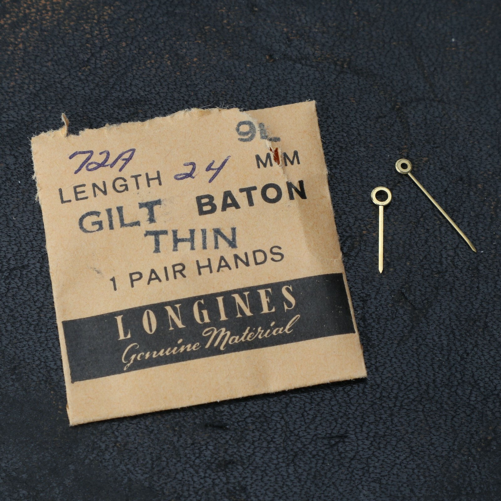 NOS Longines 9L Gilt Baton Thin Pair Hands 24mm Watch Part 72-A (#C6D9)