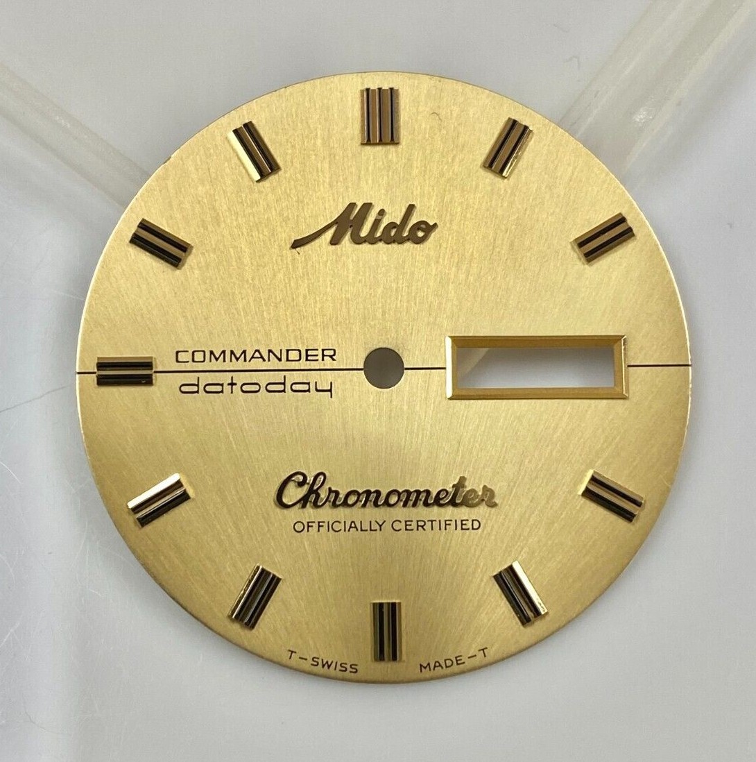 Original Vintage Mido Commander Datoday Yellow Gold Dial/Hands Ref. 8429 Cal. 80
