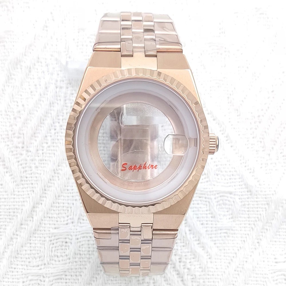 Rose Gold Land Dweller NH35 Mod Kit Style 39.5mm Case Sapphire Steel Watch Parts