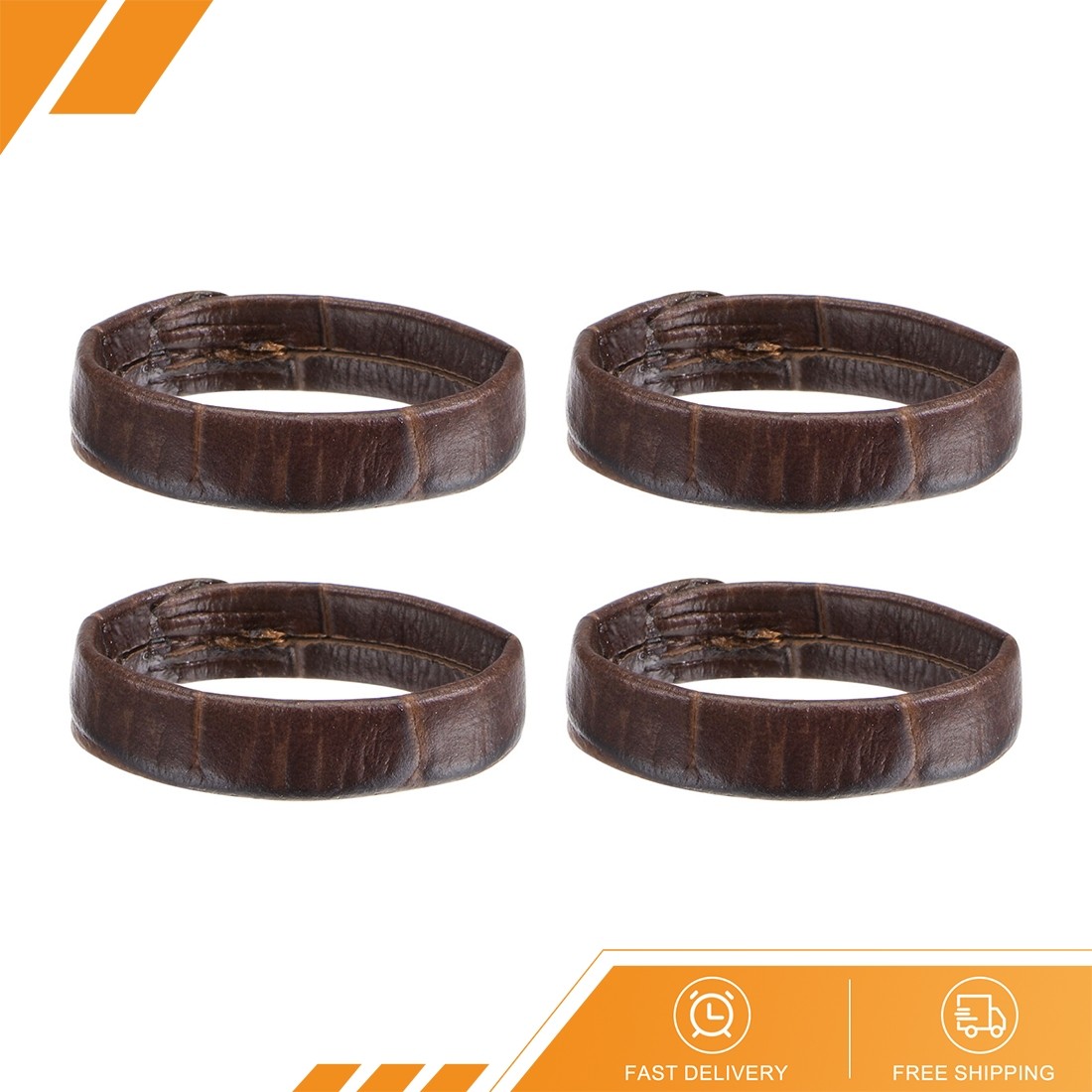 4pcs – PU Leather Loops Retaining Ring for 22mm Width Watch Band Dark Brown