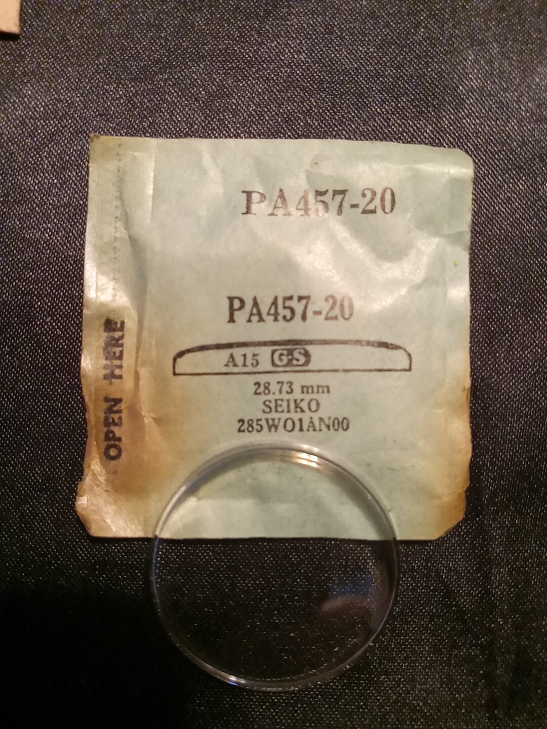 NOS GS Seiko Replacement 28.73mm Crystal PA 457-20