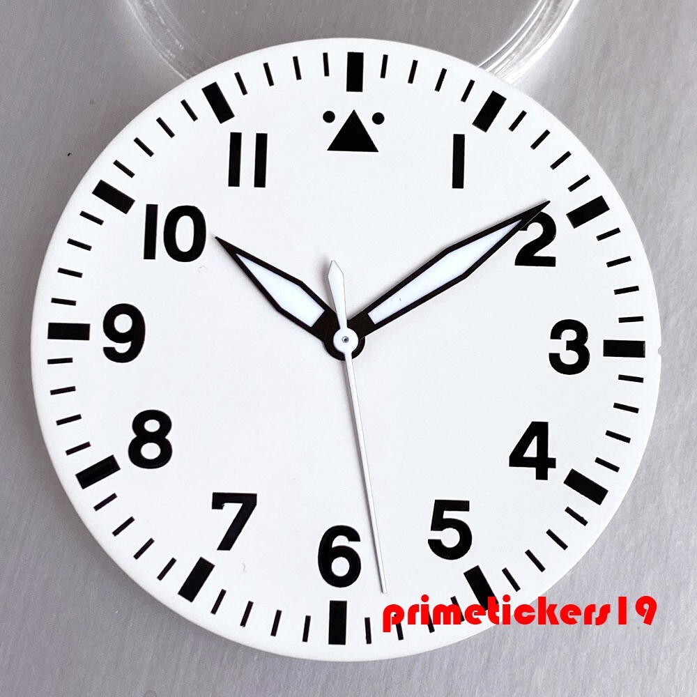 43mm Pilot Watch Case+Dial Hands Set Sapphire Fit NH35 ETA2824 PT5000 Clear Back