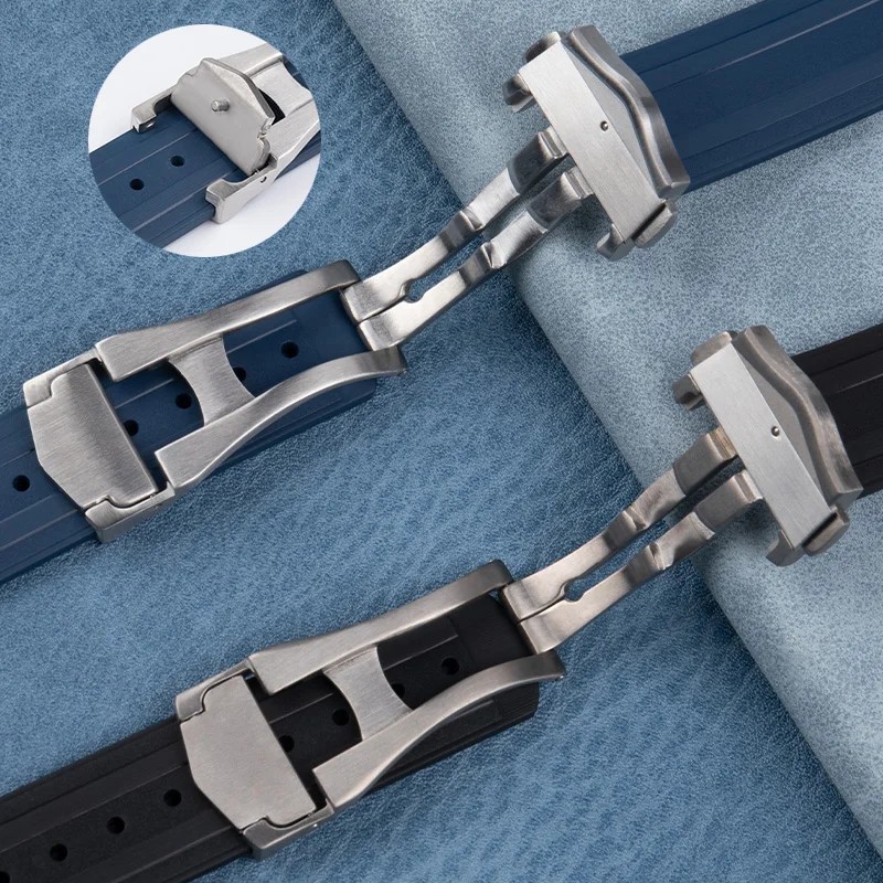 18mm 316L SS / Titanium Deployment Buckle Clasp Fits Omega Rubber Watch Straps