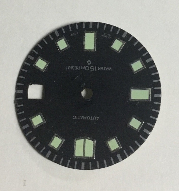 SEIKO Auto SUWA 6105-8009 Green Markers Black Dial No Logo