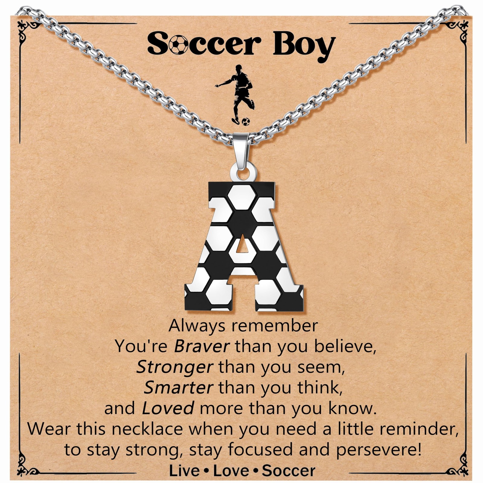 JoycuFF Soccer Gifts for Teenage A-Z Soccer Necklace for Son Grandson Players…