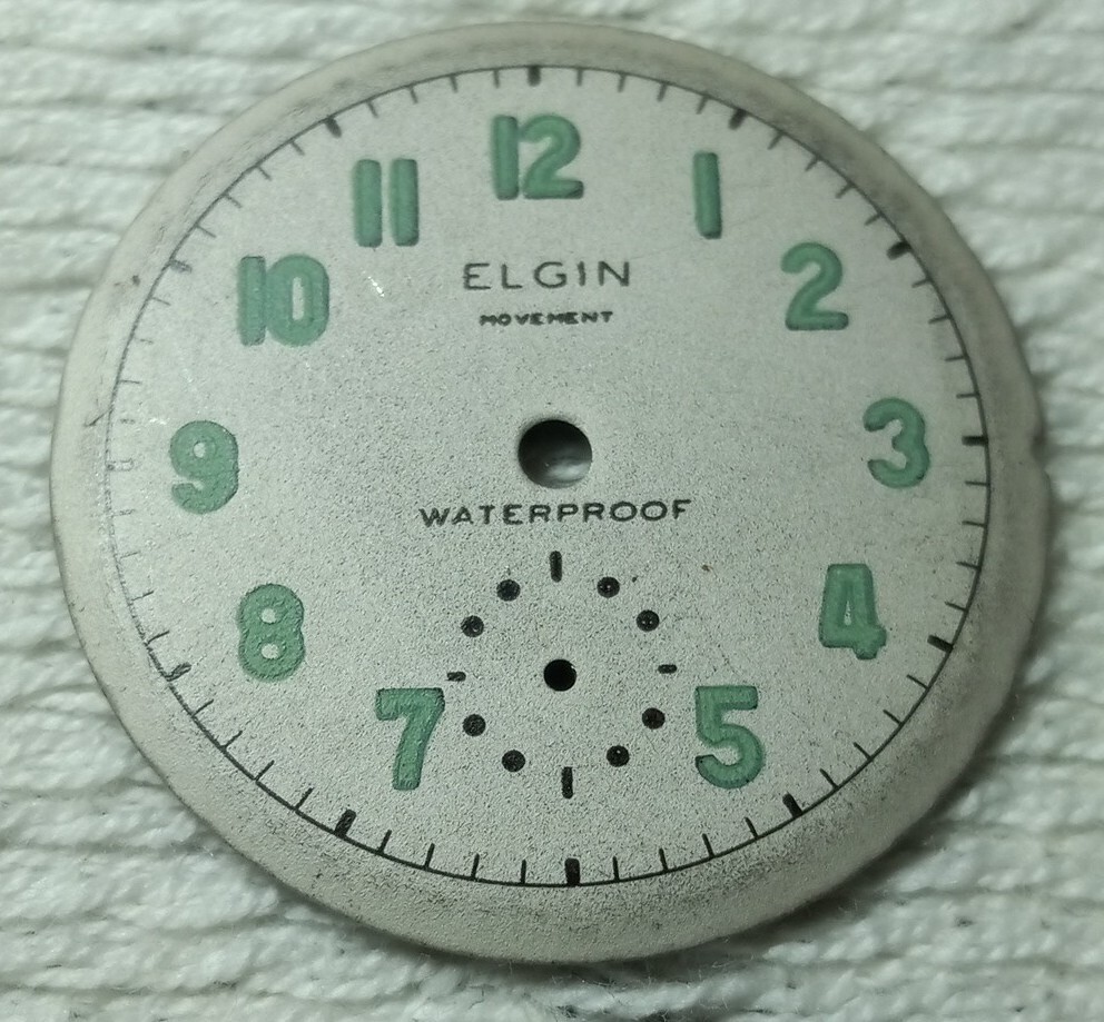 Vintage WW2 NOS ELGIN MILITARY dial only / Waterproof
