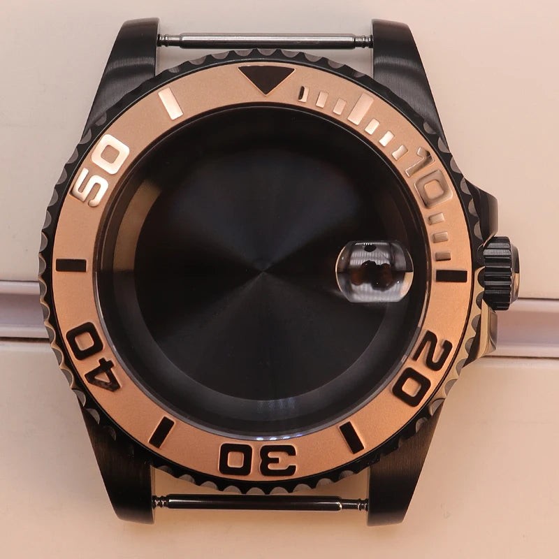 40mm Watch Case Sapphire Yacht Bezel For nh35 nh34 NH36 NH38 Eta2824 Miyota 8215