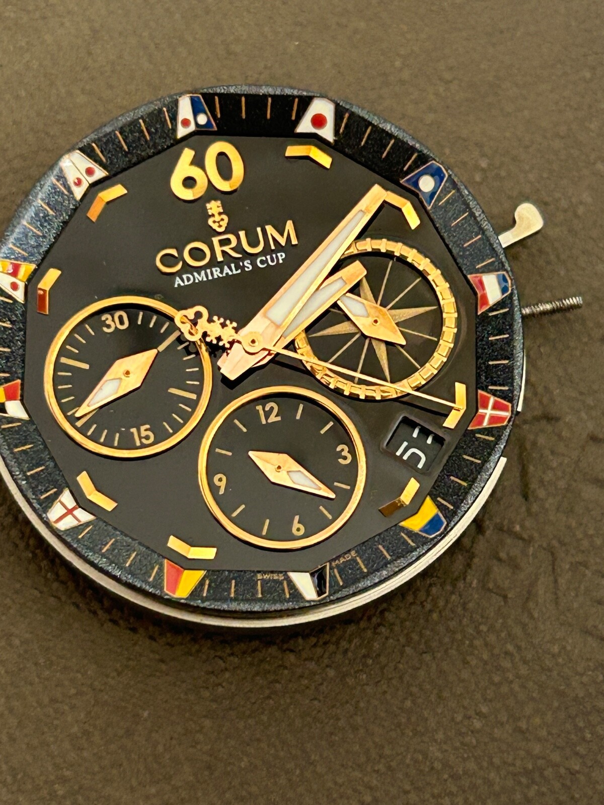Corum Admiral*s Cup Chronograph Movement ETA 2894 Working need service Black