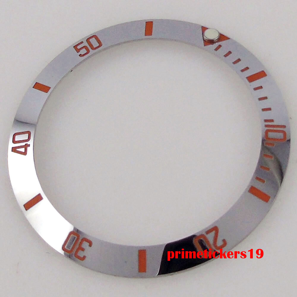 38mm*30.6mm Sloped Steel Watch Bezel Insert Ring Shiny Fit 40mm SUB Watch Case