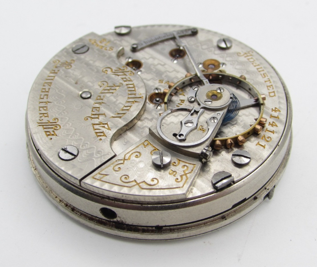 1905 Hamilton Grade 940 Model 1 Railroad Grade 21j Pocket Watch Movement Running