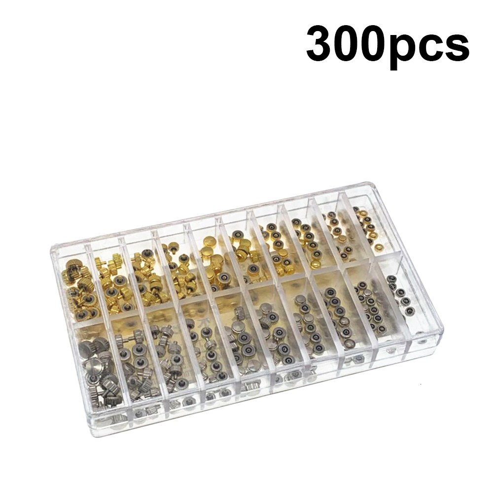 300 Pcs Watch Crown and Stem Set Accessory Pin for Replacement Parts Kit