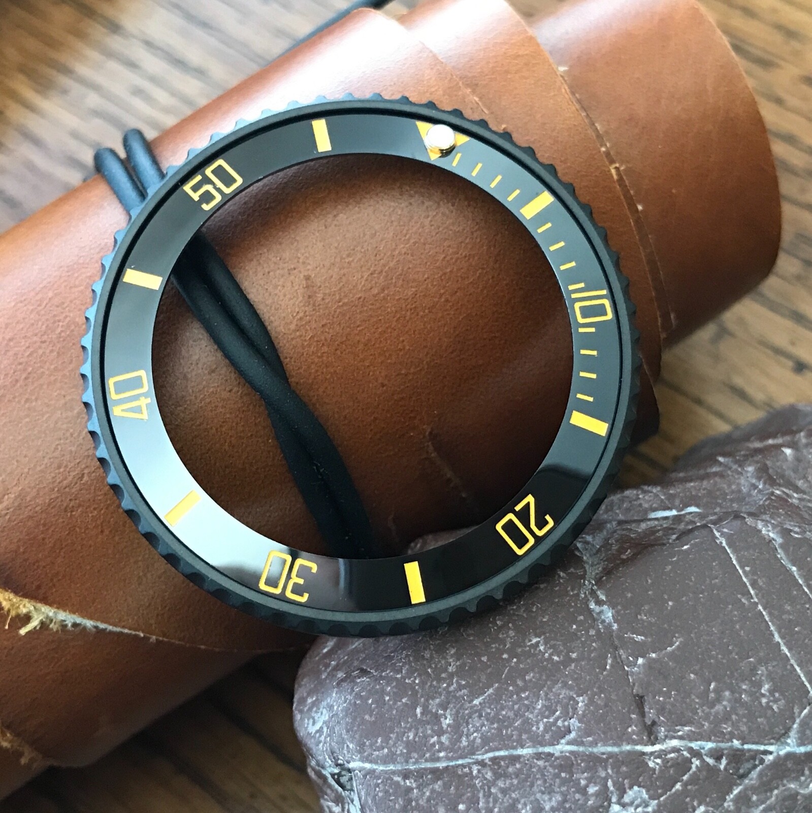 Sub Style Bezel+Black w/ Yellow Ceramic Insert for Seiko SKX007 SRPD~US Seller