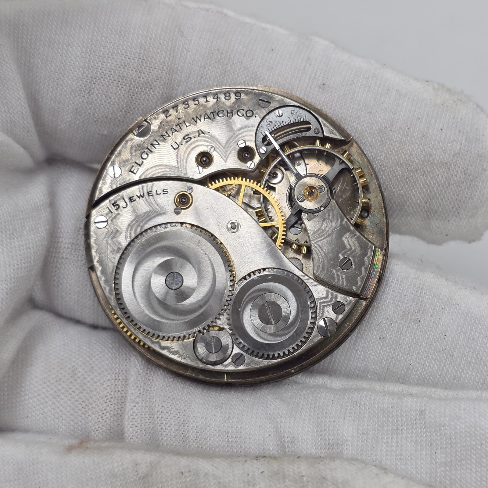 Antique Pocket watch movement Elgin grade 315 12 size 15 jewel circa 1925 Gents