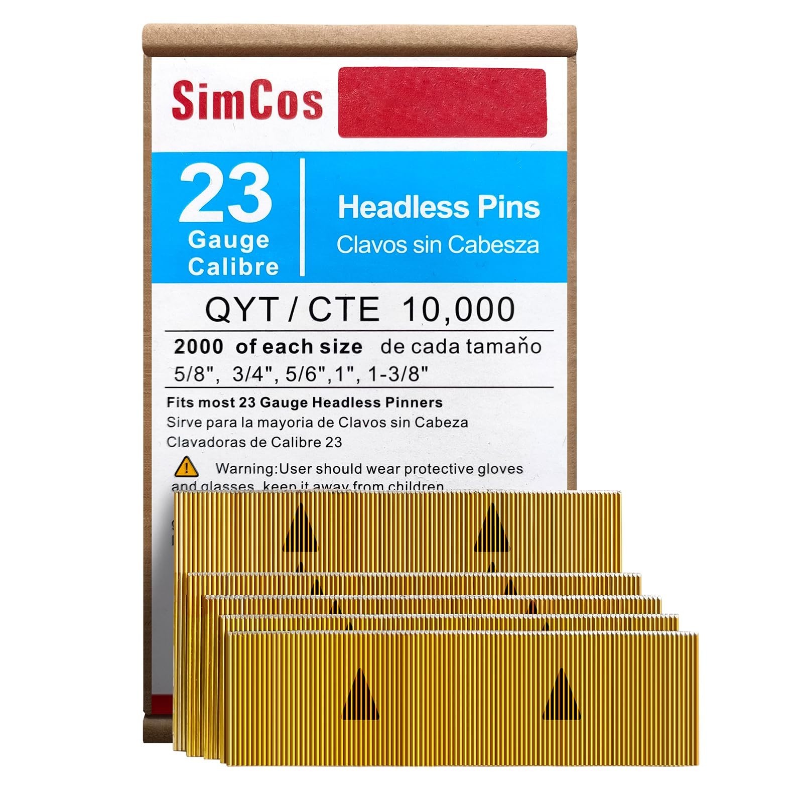 23 Gauge Pinner Nails (5/8″,3/4″,5/6″,1″,1-3/8″) Assorted 5 Sizes’ Headless P…