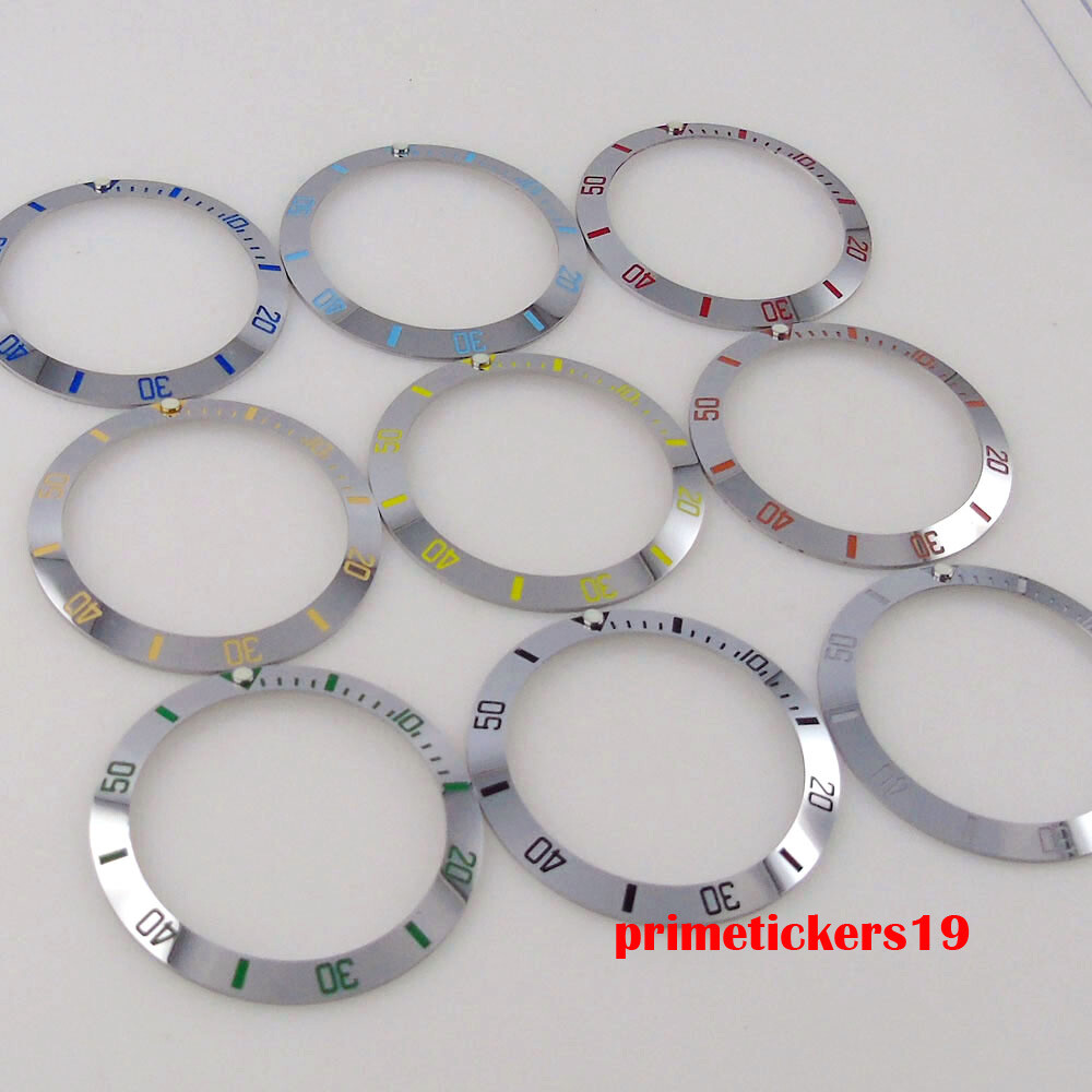 38mm*30.6mm Sloped Steel Watch Bezel Insert Ring Shiny Fit 40mm SUB Watch Case