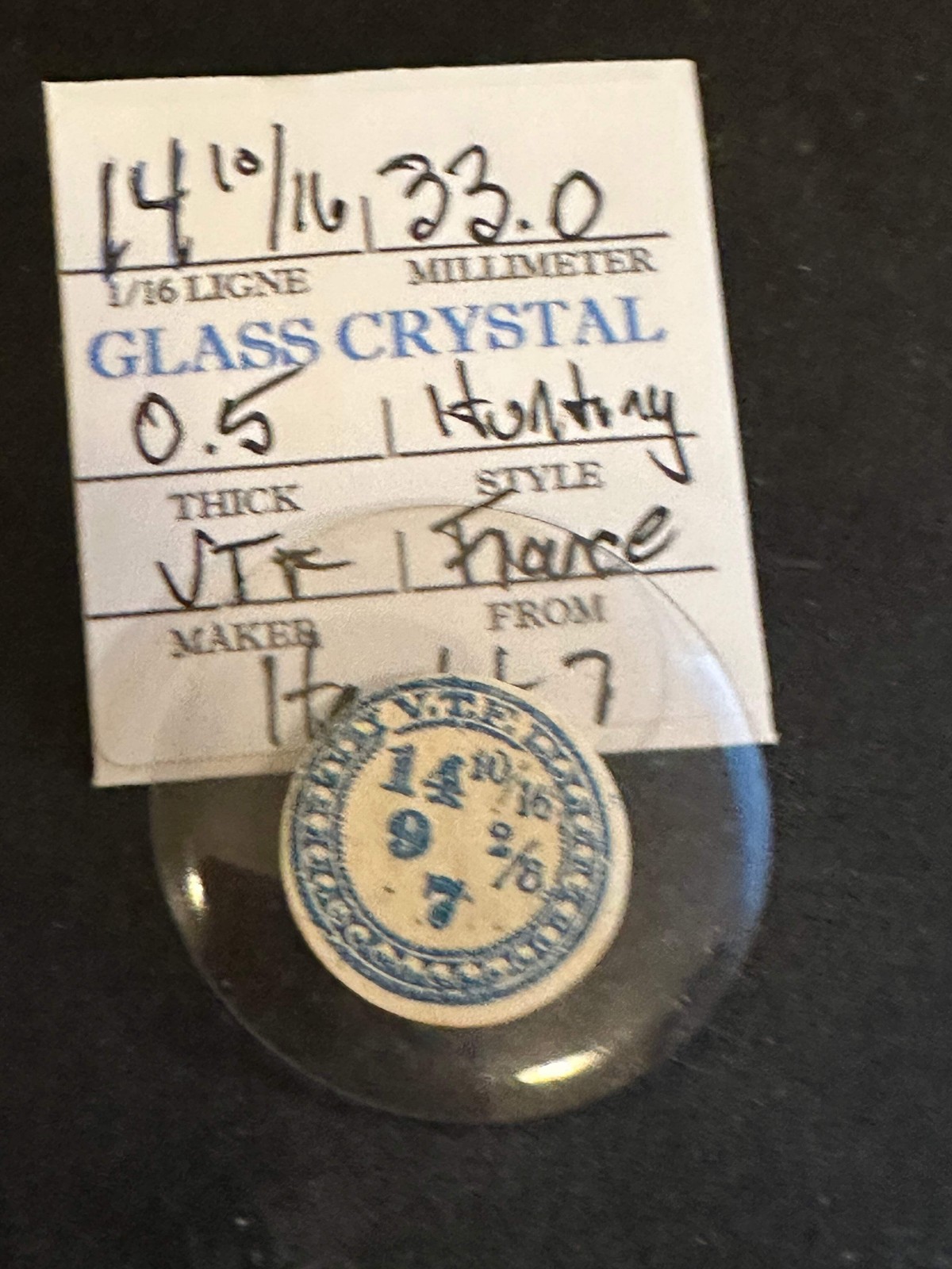 VTF Vintage Glass Hunting Case Watch Crystal 14-10/16 (~33.0mm) – NOS