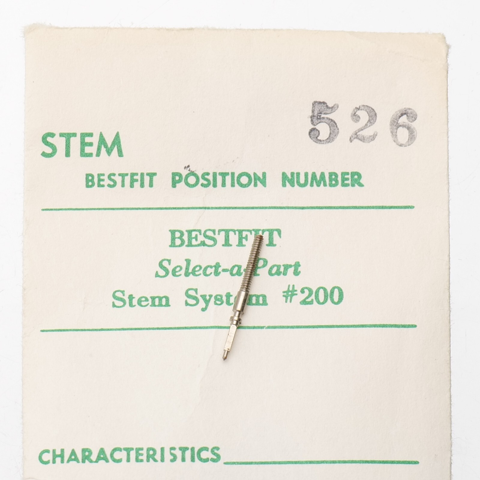 Lemania 1270 Omega 861 Watch Stem (1) – 200/526F BESTFIT NOS Watchmakers Part