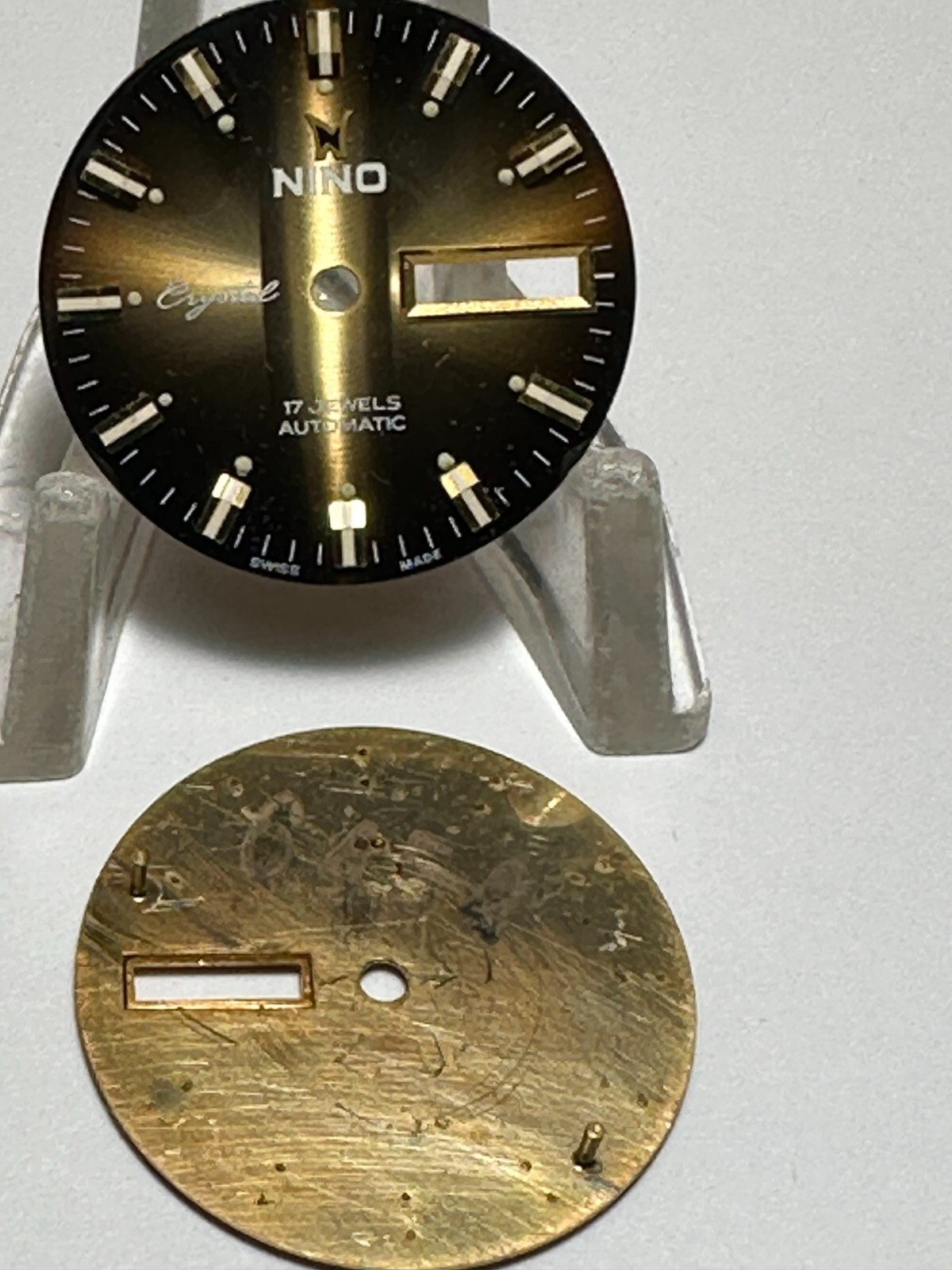 NEW OLD STOCK NINO WRISTWATCH DAY/DATE DIAL 28.4mm BROWN DIAL