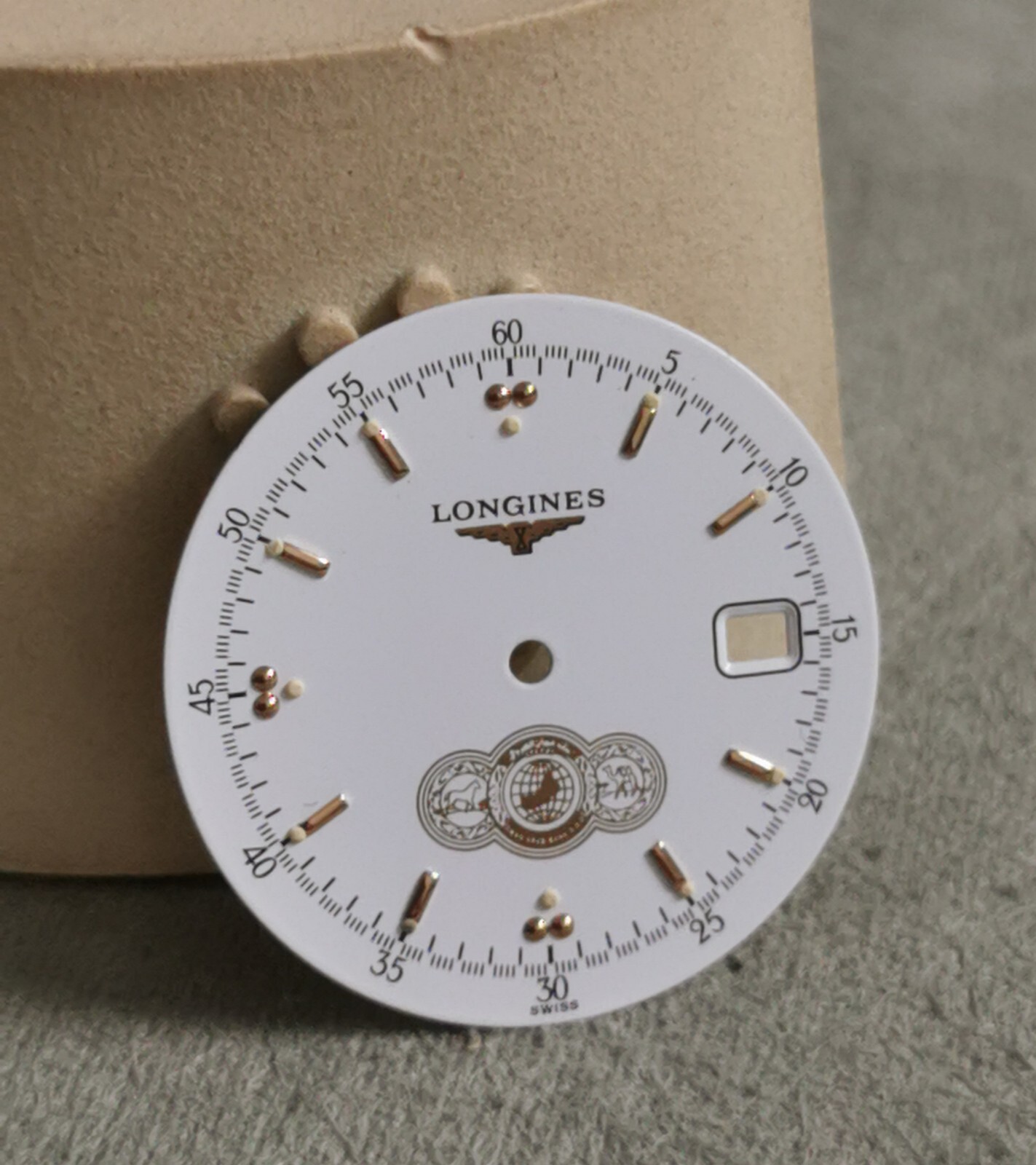 Longines Rare Original White Dial Uae Oman Bank Logo Golden Index Swiss 29 Mm