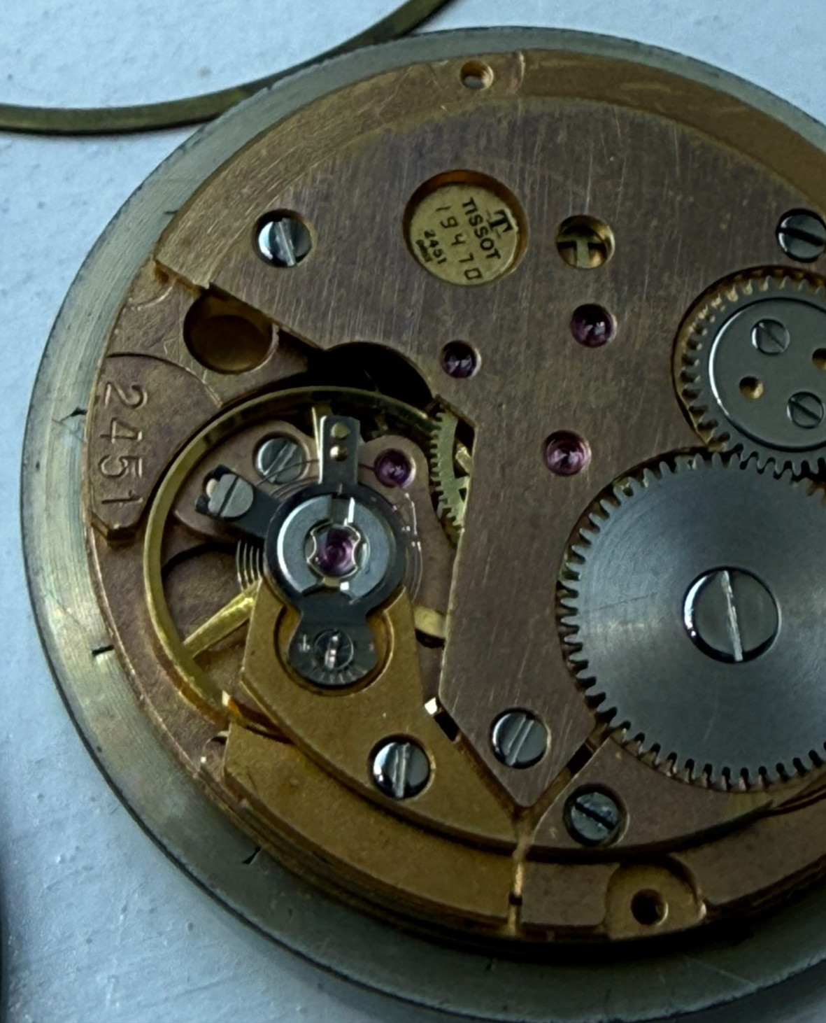 Tissot Seastar Seven 2451 Manual Watch Movement + Dial + Hands + Crown + Stem