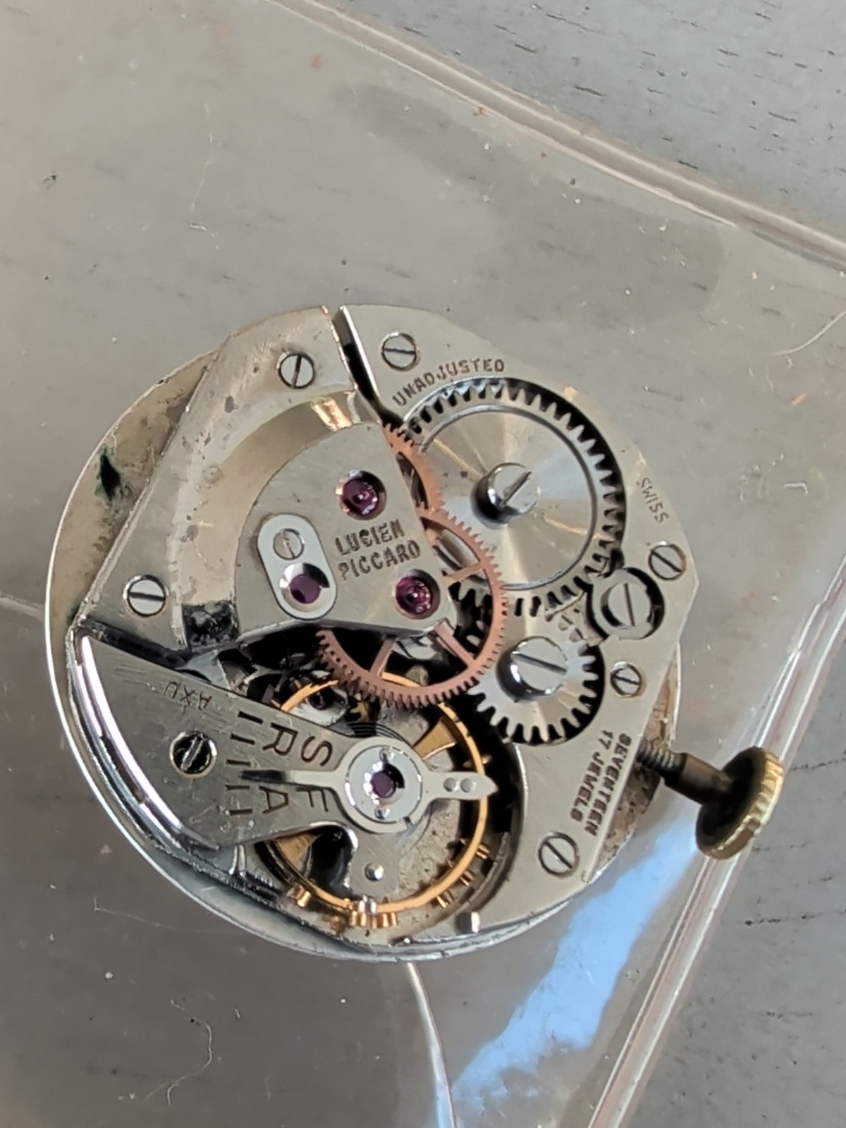 Lucien Picard Watch Movement Swiss 17 Jewel AXU 24mm Gold Dial Ticking
