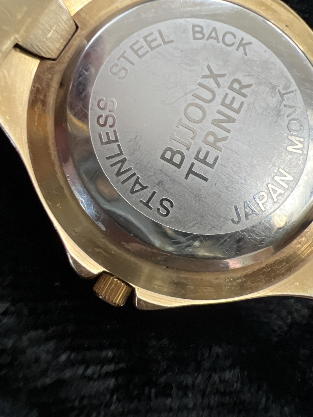 Vintage Bijoux Terner Mens Museum Watch Japan Movement Stainless Black face dial