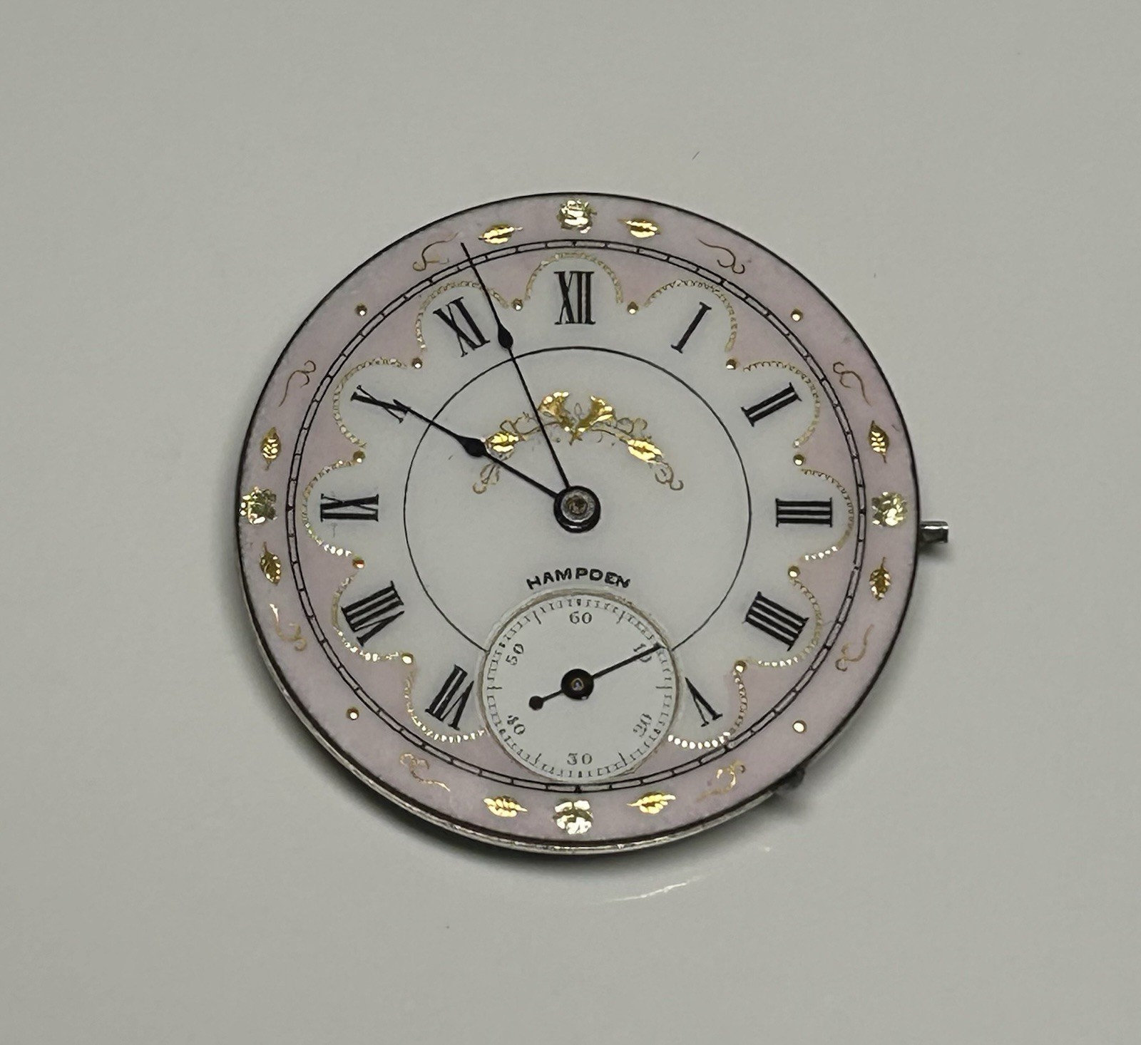 Antique Hampden Pocket Watch Movement – Grade 220 – 17 Jewels – Very Nice Dial