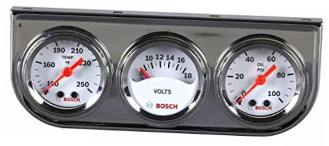 SP0F000039 Style Line 1-1/2″ Mini Triple Gauge Kit (White Dial Face, Chrome