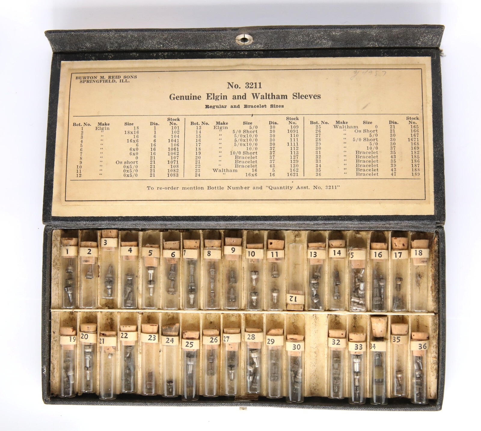 Burton M. Reid Sons No. 3211 Elgin & Waltham Pocket Watch & Watch Case Sleeves