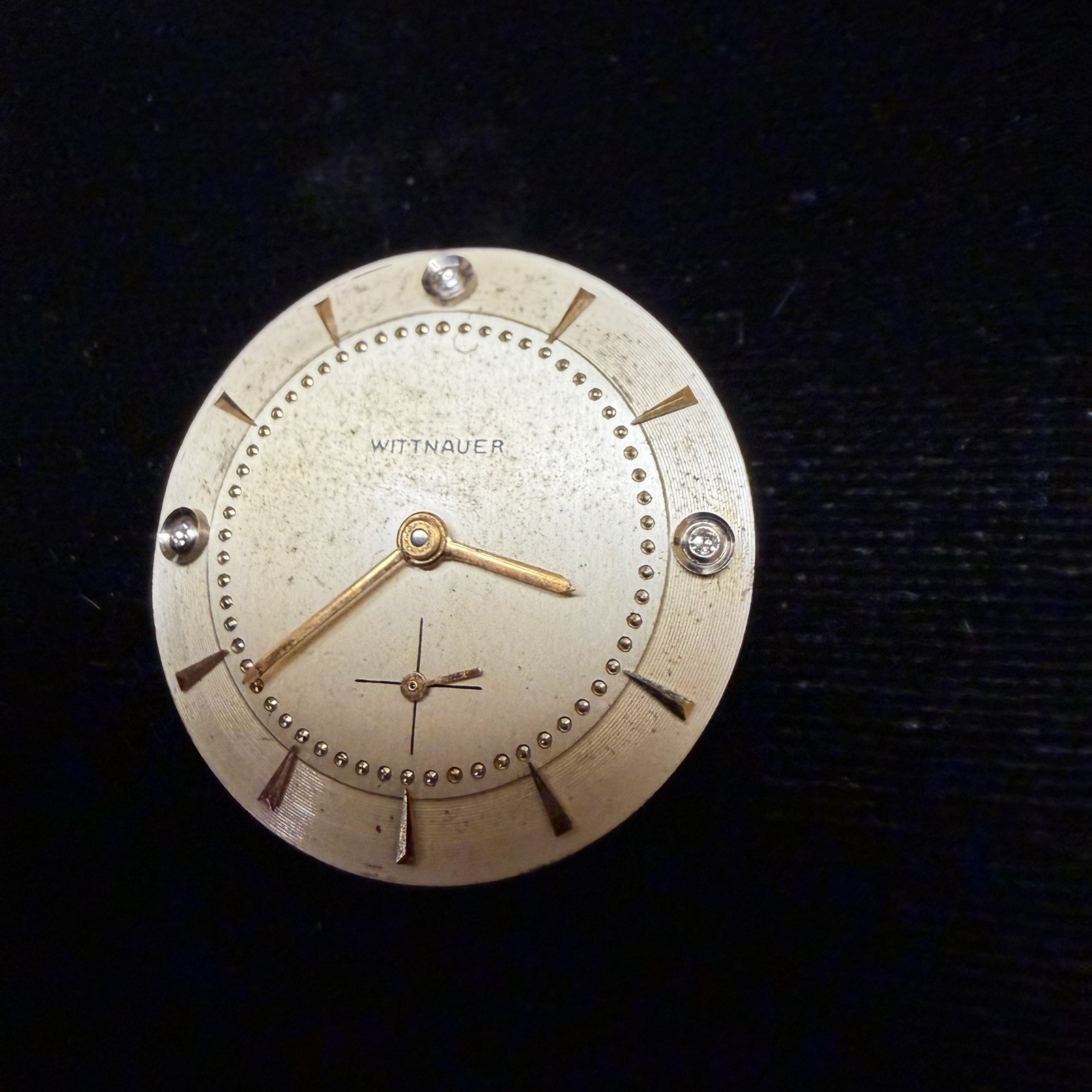 WITTNAUER SWISS MADE WRIST WATCH MOVEMENT & DIAL 17j AXA 76 Revue Parts Repair