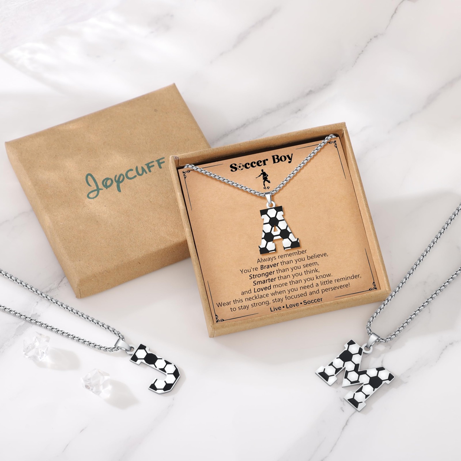 JoycuFF Soccer Gifts for Teenage A-Z Soccer Necklace for Son Grandson Players…