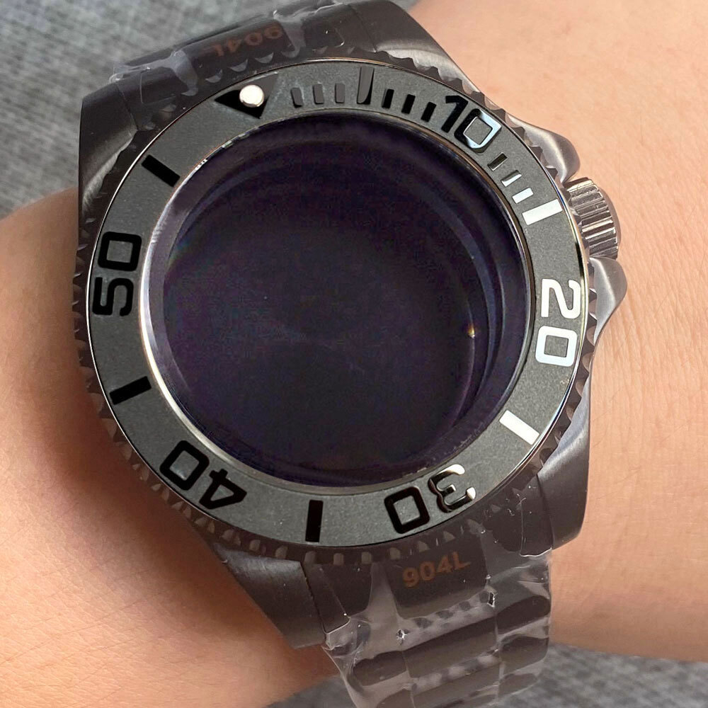 Black PVD 43mm SEA automatic Watch Case Fit 2824 2836 8215 Japan NH35 NH36 NH34