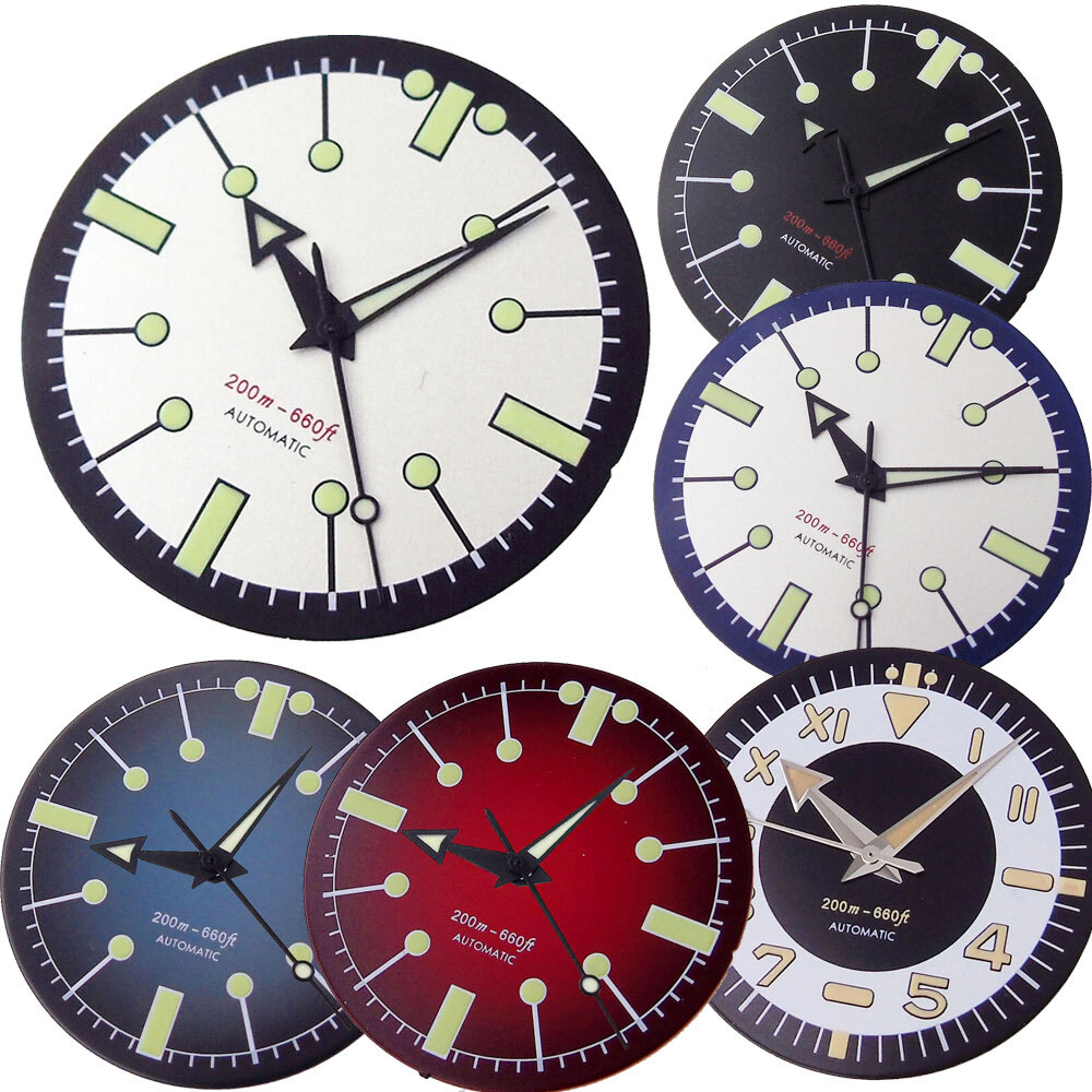 31mm Red Blue White Black Watch Dial for NH35 NH36 PT5000 Movement Green Lume