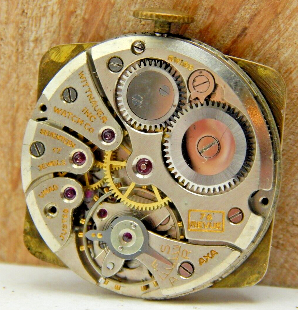 Vintage Wittnauer 17 jewel 76 Revue men’s wrist watch with dial hands and crown